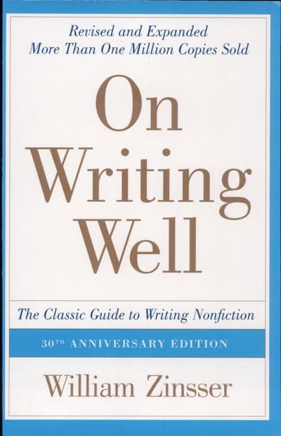 The Quill edition of On Writing Well — a near-white field with the title in dark lettering and a blue accent.