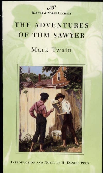 A Penguin edition of The Adventures of Tom Sawyer — a cream field with the title in dark lettering.