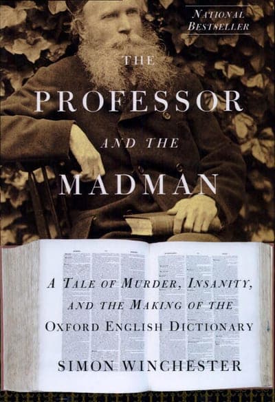 The HarperCollins edition of The Professor and the Madman — a near-black field with the title in pale lettering.