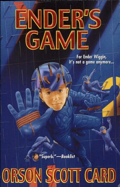An Atom edition of Ender's Game — a deep navy field with the title set large in pale capitals.