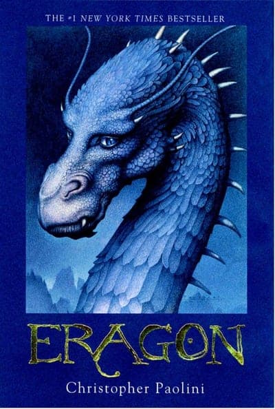 The Knopf edition of Eragon — a deep blue field with the title in pale lettering.