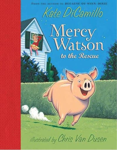 The Candlewick Press edition of Mercy Watson to the Rescue — a bright red field with the title lettering across it.