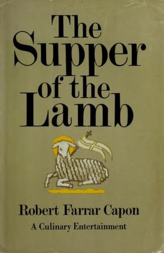 The 1969 Doubleday first-edition jacket of The Supper of the Lamb — a gold-olive field, the title in heavy black serif, and a small drawn Agnus Dei below it.