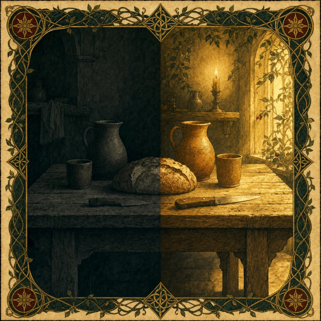 A painted emblem for Mundane Does Not Mean Boring.