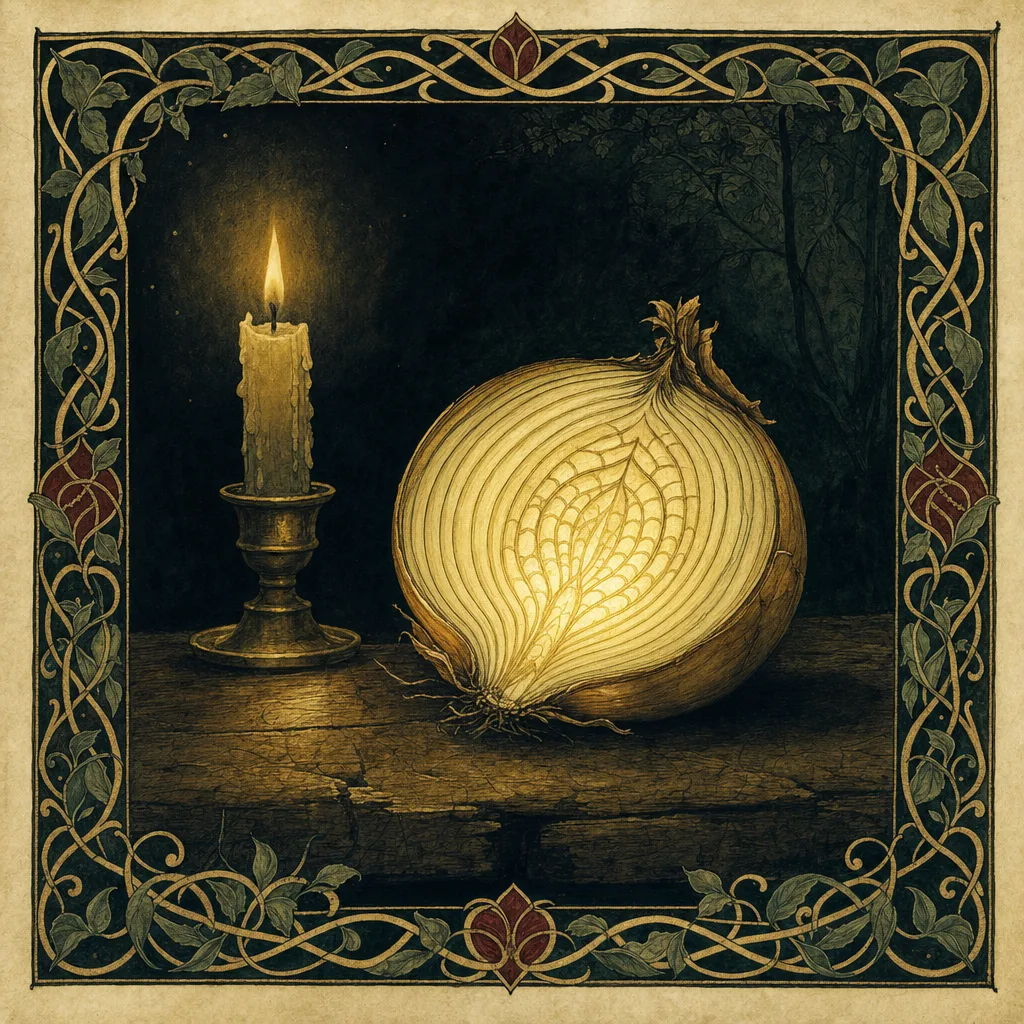 A painted emblem for The Onion.